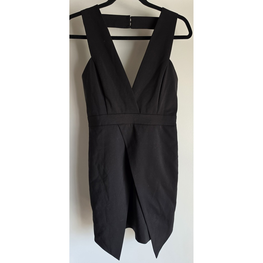 NWT ANGL Sleeveless Mini Dress Women S Formal Black Solid V-Neck Bodycon